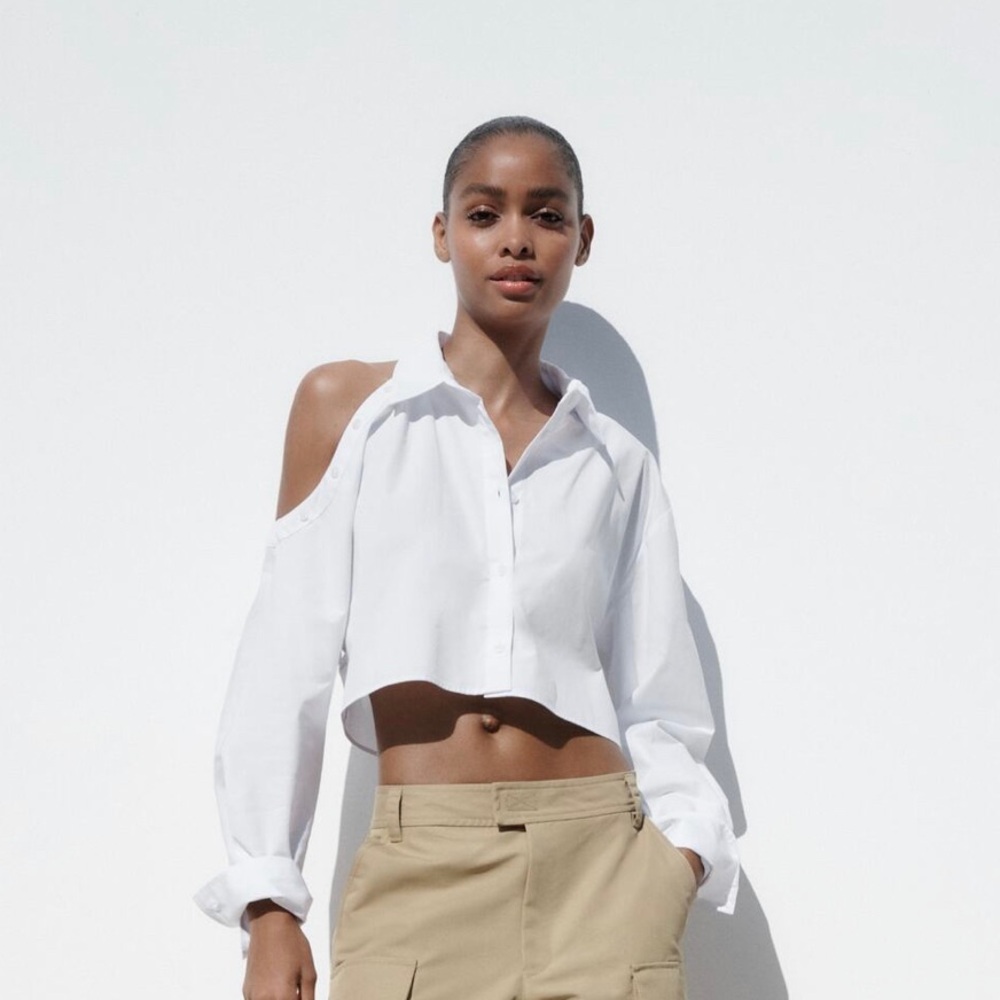Zara Crop Button Down Top.